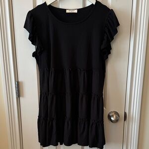 Elegant Black Ruffle Tunic